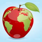 Abstract Red Apple with World Map